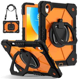 For Huawei Matepad 11.5 2023 Contrast Color Robot Silicone Hybrid PC Tablet Case(Black Orange)