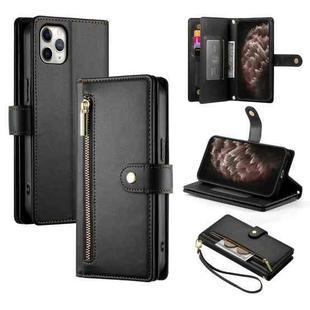 For iPhone 11 Pro Max Nine Card-slot Zipper Wallet Bag Leather Phone Case(Black)