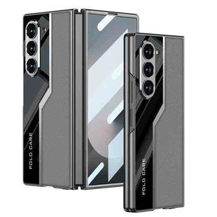 For Samsung Galaxy Z Fold6 GKK Integrated Plating TPU + Leather Supercar Full Coverage Phone Case(Grey)