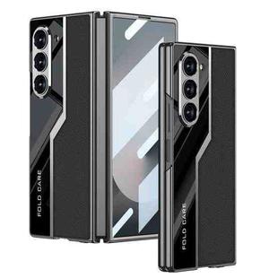 For Samsung Galaxy Z Fold6 GKK Integrated Plating TPU + Leather Supercar Full Coverage Phone Case(Black)