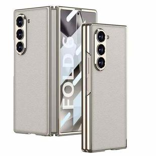 For Samsung Galaxy Z Fold6 GKK Integrated Plating Leather Full Coverage Phone Case(Titanium Grey)