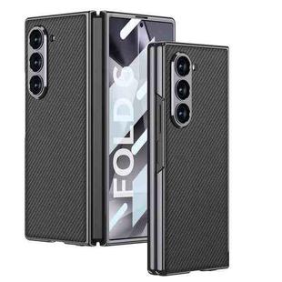 For Samsung Galaxy Z Fold6 GKK Integrated Plating Leather Full Coverage Phone Case(Carbon Fibre)