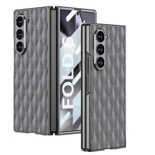 For Samsung Galaxy Z Fold6 GKK Integrated Plating Leather Rhombus Texture Full Coverage Phone Case(Grey)