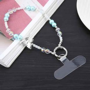 Mobile Phone Anti-lost Alloy Butterfly Glass Short Bead Chain(Blue)