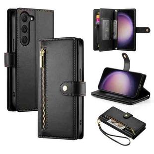 For Samsung Galaxy S23 5G Nine Card-slot Zipper Wallet Bag Leather Phone Case(Black)