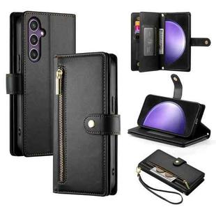 For Samsung Galaxy S23 FE 5G Nine Card-slot Zipper Wallet Bag Leather Phone Case(Black)