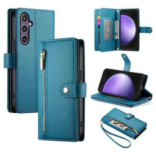 For Samsung Galaxy S23 FE 5G Nine Card-slot Zipper Wallet Bag Leather Phone Case(Blue)