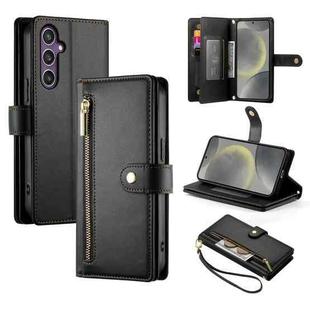 For Samsung Galaxy S24 5G Nine Card-slot Zipper Wallet Bag Leather Phone Case(Black)