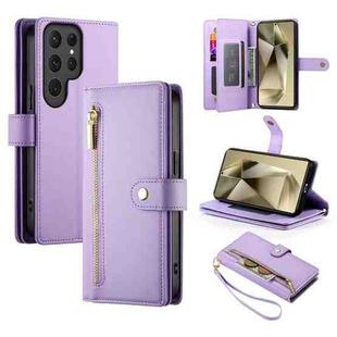 For Samsung Galaxy S24 Ultra 5G Nine Card-slot Zipper Wallet Bag Leather Phone Case(Purple)