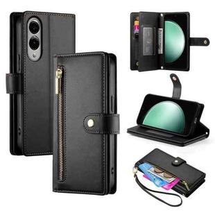 For Samsung Galaxy S25 Edge 5G Nine Card-slot Zipper Wallet Bag Leather Phone Case(Black)
