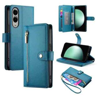 For Samsung Galaxy S25 Edge 5G Nine Card-slot Zipper Wallet Bag Leather Phone Case(Blue)