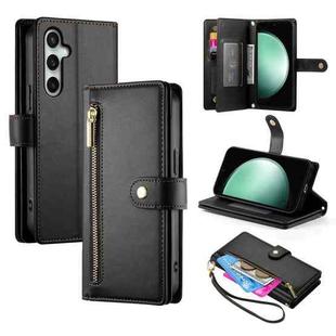 For Samsung Galaxy S25 FE 5G Nine Card-slot Zipper Wallet Bag Leather Phone Case(Black)