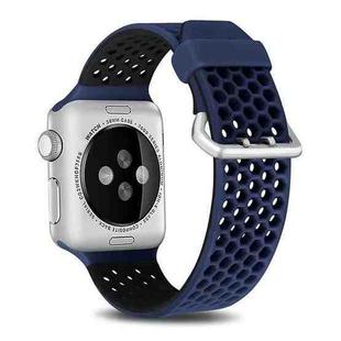 For Apple Watch Ultra 49mm / Series 8&7 45mm / SE 2&6&SE&5&4 44mm / 3&2&1 42mm Two-tone Honeycomb Breathable Silicone Watch Band(Blue Black)