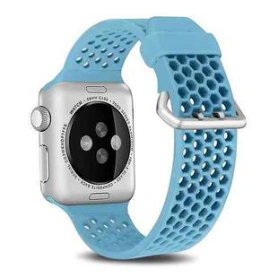 For Apple Watch Series 7 45mm / 6 & SE & 5 & 4 44mm / 3 & 2 & 1 42mm Two-tone Honeycomb Breathable Silicone Watch Band(Light Blue)