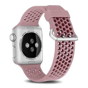 For Apple Watch Series 7 45mm / 6 & SE & 5 & 4 44mm / 3 & 2 & 1 42mm Two-tone Honeycomb Breathable Silicone Watch Band(Light Pink)