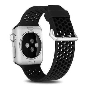 For Apple Watch Series 8&7 41mm / SE 2&6&SE&5&4 40mm / 3&2&1 38mm Two-tone Honeycomb Breathable Silicone Watch Band(Black)