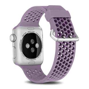 For Apple Watch Series 8&7 41mm / SE 2&6&SE&5&4 40mm / 3&2&1 38mm Two-tone Honeycomb Breathable Silicone Watch Band(Light Purple)