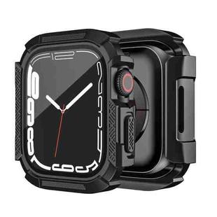 For Apple Watch Series 7 41mm PC Hybrid Tempered Glass Protector Armor Case(Black)