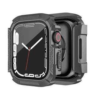 For Apple Watch Series 7 41mm PC Hybrid Tempered Glass Protector Armor Case(Grey)