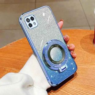 For Motorola Moto G50 5G Plated Gradient Glitter Round Holder TPU Phone Case(Sierra Blue)