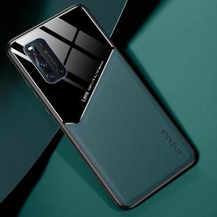 For Vivo V19 All-inclusive Leather + Organic Glass Phone Case with Metal Iron Sheet(Dark Green)