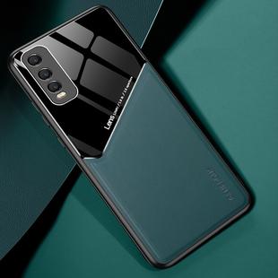 For Vivo Y70s All-inclusive Leather + Organic Glass Phone Case with Metal Iron Sheet(Dark Green)