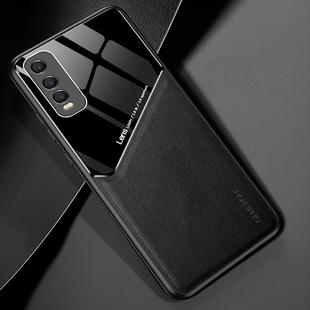 For Vivo Y70s All-inclusive Leather + Organic Glass Phone Case with Metal Iron Sheet(Black)