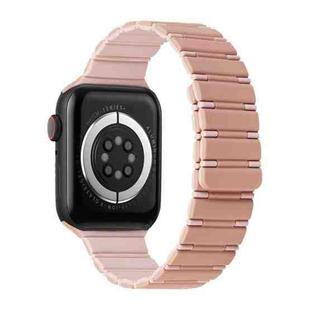 For Apple Watch SE 2023 44mm Two-color Magnetic Silicone Watch Band(Pink Rose Grey)