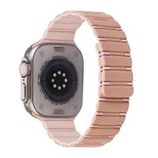 For Apple Watch Ultra 2 49mm Two-color Magnetic Silicone Watch Band(Pink Rose Grey)