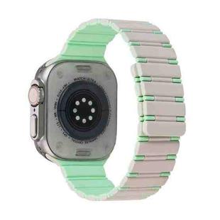 For Apple Watch Ultra 2 49mm Two-color Magnetic Silicone Watch Band(Starlight Mint)