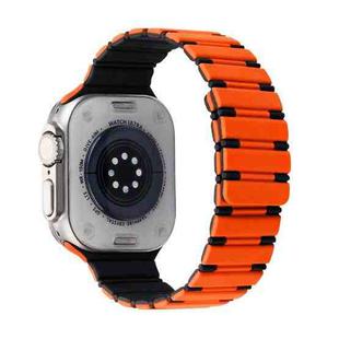 For Apple Watch Ultra 2 49mm Two-color Magnetic Silicone Watch Band(Orange Black)