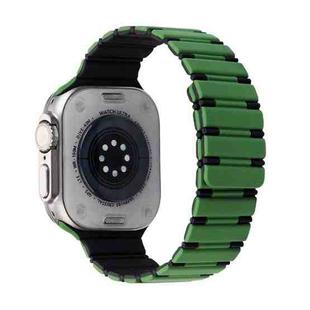 For Apple Watch Ultra 2 49mm Two-color Magnetic Silicone Watch Band(Green Black)