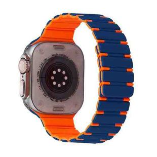 For Apple Watch Ultra 2 49mm Two-color Magnetic Silicone Watch Band(Midnight Blue Orange)