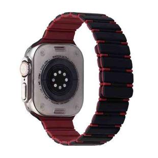 For Apple Watch Ultra 2 49mm Two-color Magnetic Silicone Watch Band(Black Wine Red)