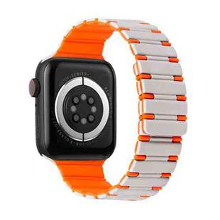 For Apple Watch Series 9 45mm Two-color Magnetic Silicone Watch Band(Starlight Orange)