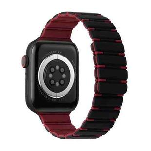 For Apple Watch Series 9 41mm Two-color Magnetic Silicone Watch Band(Black Wine Red)