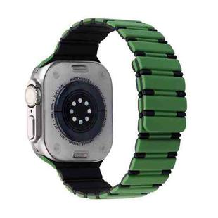 For Apple Watch Ultra 49mm Two-color Magnetic Silicone Watch Band(Green Black)