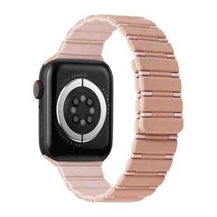 For Apple Watch SE 2022 40mm Two-color Magnetic Silicone Watch Band(Pink Rose Grey)