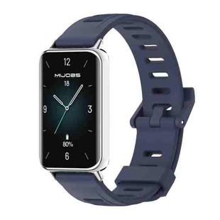 For Honor Band 9 MIJOBS Flat Hole Breathable TPU Watch Band(Midnight Blue Silver)