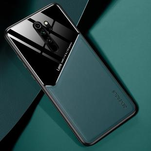 For Xiaomi Redmi Note 8 Pro All-inclusive Leather + Organic Glass Phone Case with Metal Iron Sheet(Dark Green)