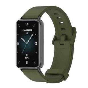 For Honor Band 9 MIJOBS Solid Color Silicone Watch Band(Army Green Black)