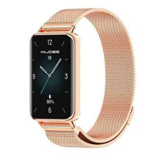 For Honor Band 9 MIJOBS Milan Magnetic Stainless Steel Watch Band(Rose Gold)