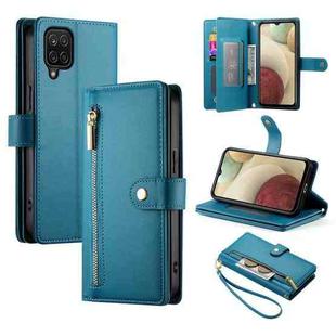 For Samsung Galaxy A12 / M12 Nine Card-slot Zipper Wallet Bag Leather Phone Case(Blue)