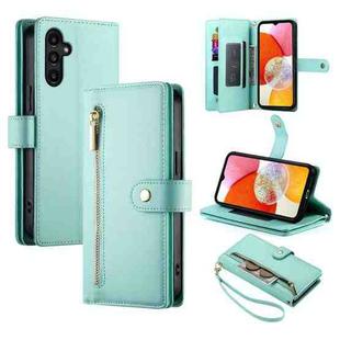 For Samsung Galaxy A14 5G / 4G Nine Card-slot Zipper Wallet Bag Leather Phone Case(Mint Green)