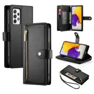 For Samsung Galaxy A72 5G / 4G Nine Card-slot Zipper Wallet Bag Leather Phone Case(Black)