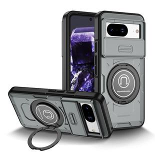 For Google Pixel 8a Sliding Camshield TPU Hybrid PC Magnetic Holder Phone Case(Grey)