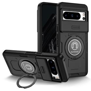 For Google Pixel 8 Pro Sliding Camshield TPU Hybrid PC Magnetic Holder Phone Case(Black)