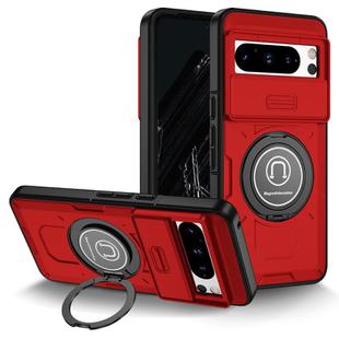 For Google Pixel 8 Pro Sliding Camshield TPU Hybrid PC Magnetic Holder Phone Case(Red)