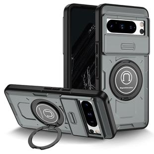 For Google Pixel 8 Pro Sliding Camshield TPU Hybrid PC Magnetic Holder Phone Case(Grey)