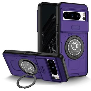 For Google Pixel 8 Pro Sliding Camshield TPU Hybrid PC Magnetic Holder Phone Case(Purple)